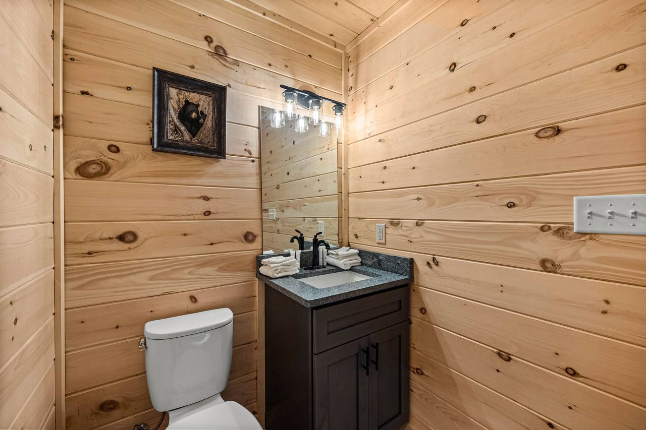 Upper level king ensuite full bath with standing shower Upper level king ensuite full bath with standing shower