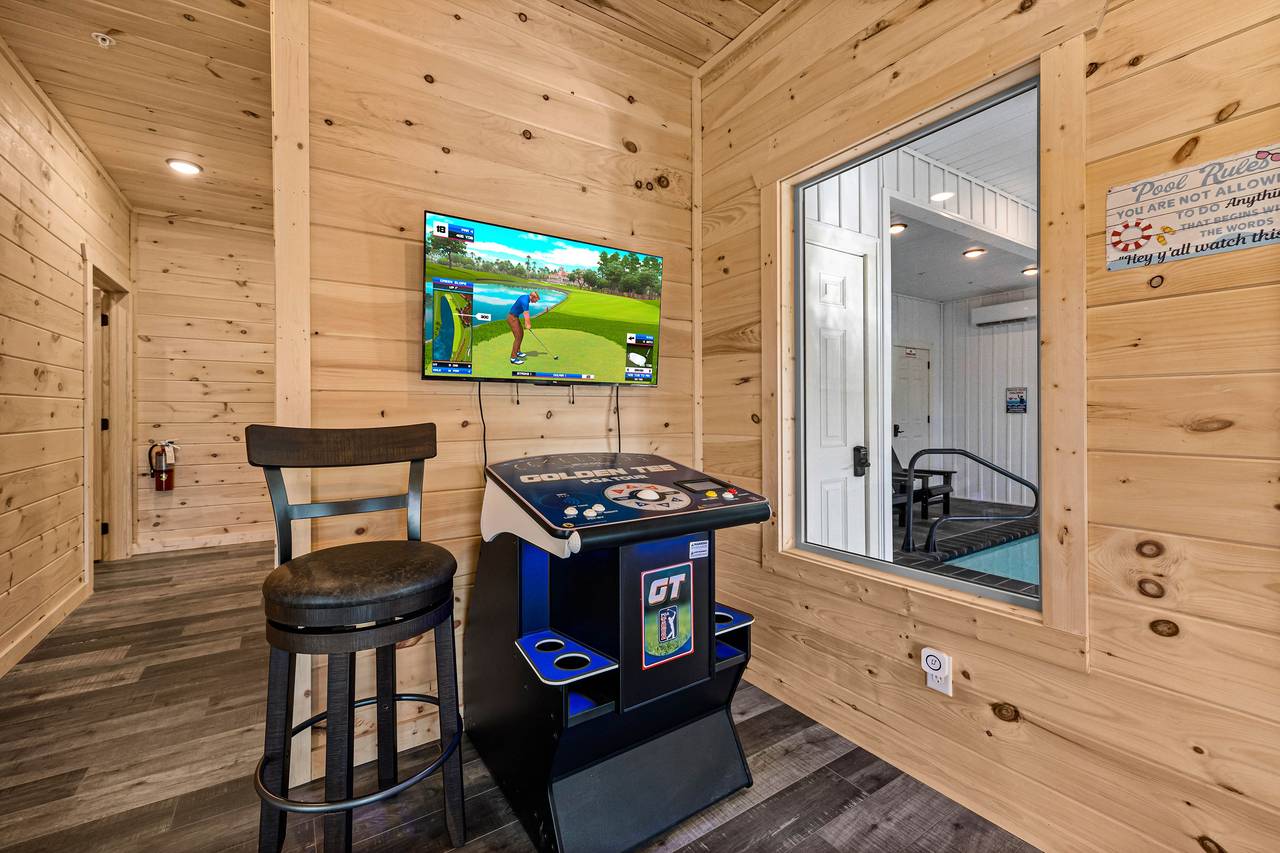 Game room with pool table, multi-cade arcade, & Golden Tee Game room with pool table, multi-cade arcade, & Golden Tee