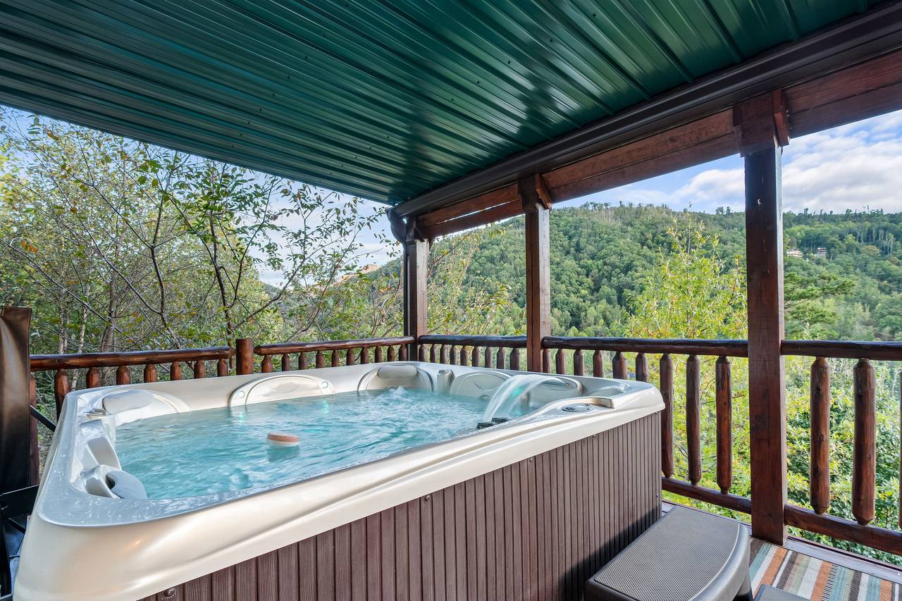 Soak your cares away in the private hot tub on the deck! Soak your cares away in the private hot tub on the deck!