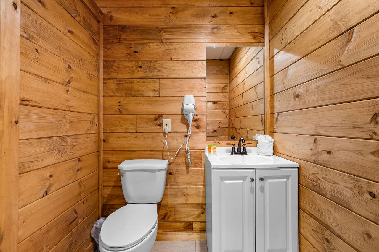 Bottom level full bathroom with standing shower Bottom level full bathroom with standing shower