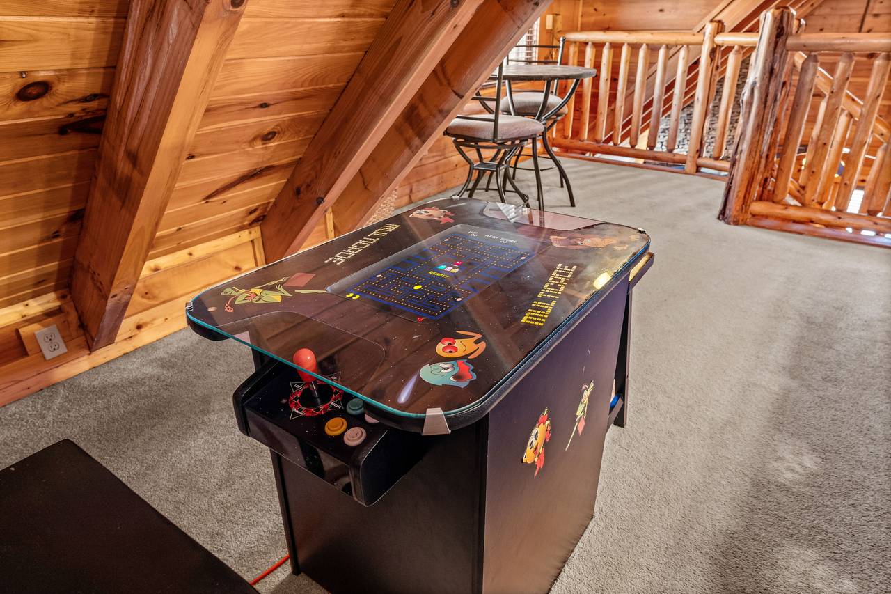 Loft with game room: TV, pool table, & arcade game Loft with game room: TV, pool table, & arcade game