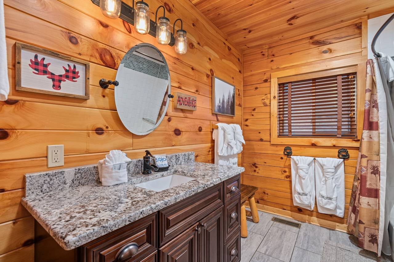 Entry level full bathroom with tub shower combo Entry level full bathroom with tub shower combo