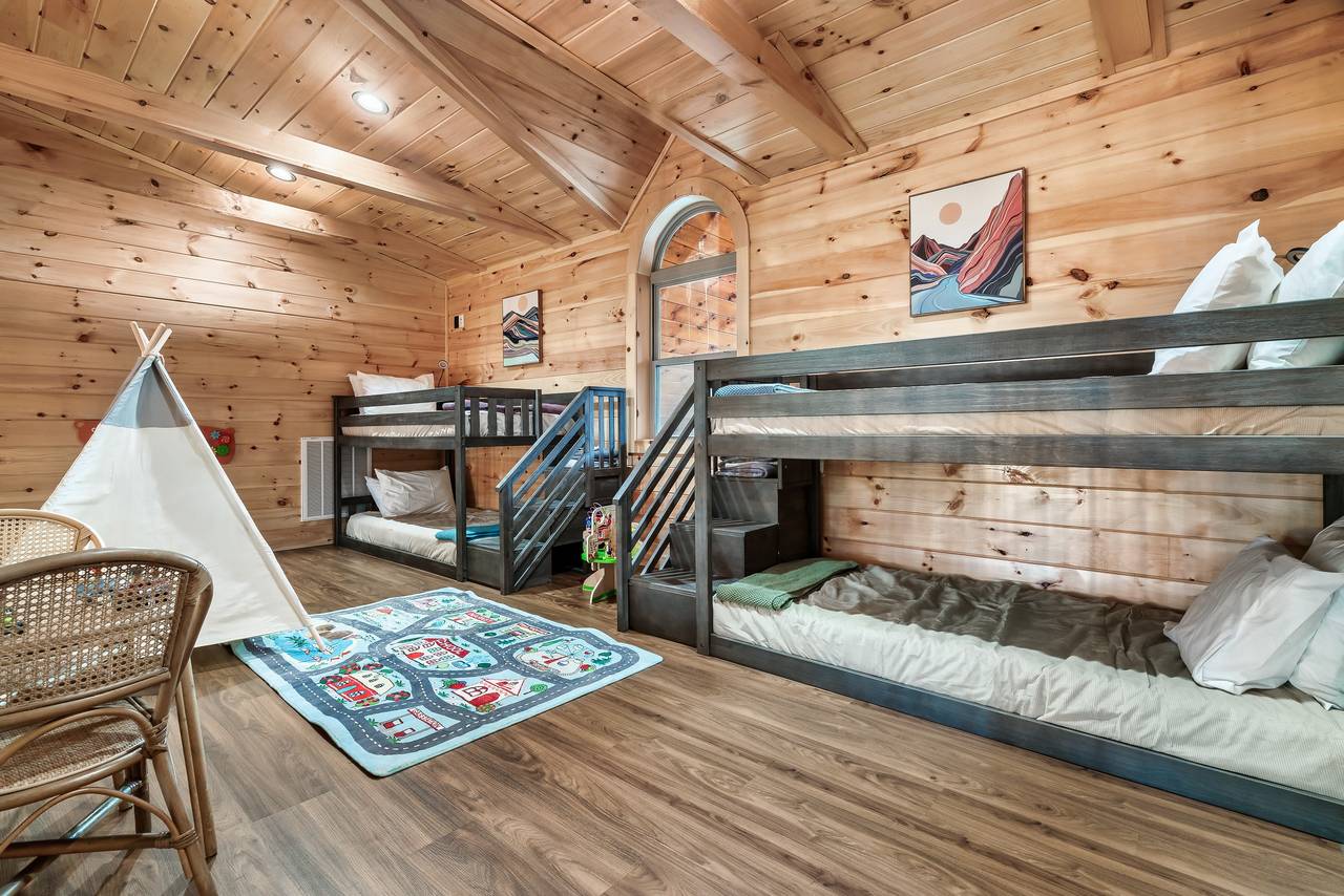 Upper level loft with 2 twin bunks and kids table Upper level loft with 2 twin bunks and kids table