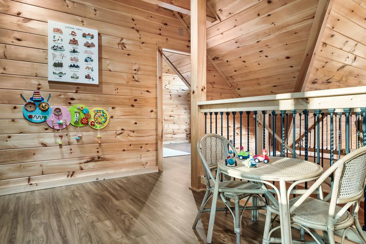 Upper level loft with 2 twin bunks and kids table Upper level loft with 2 twin bunks and kids table