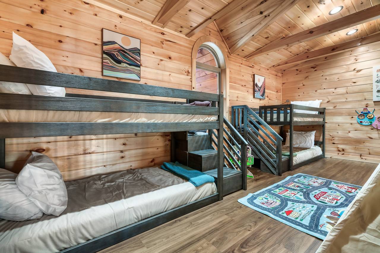 Upper level loft with 2 twin bunks and kids table Upper level loft with 2 twin bunks and kids table