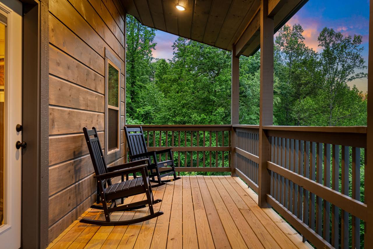 Covered Deck With Seating and Scenic Views Covered Deck With Seating and Scenic Views