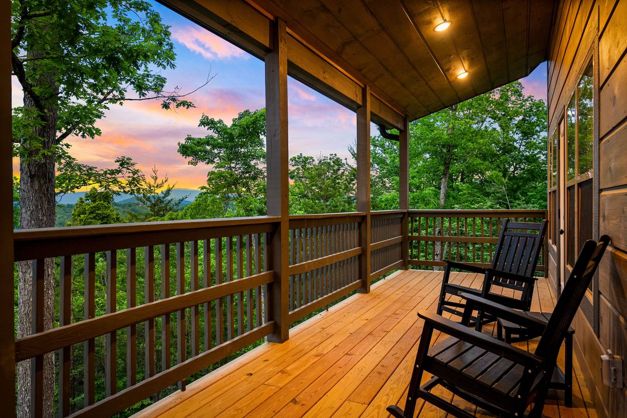 Covered Deck With Seating and Scenic Views Covered Deck With Seating and Scenic Views