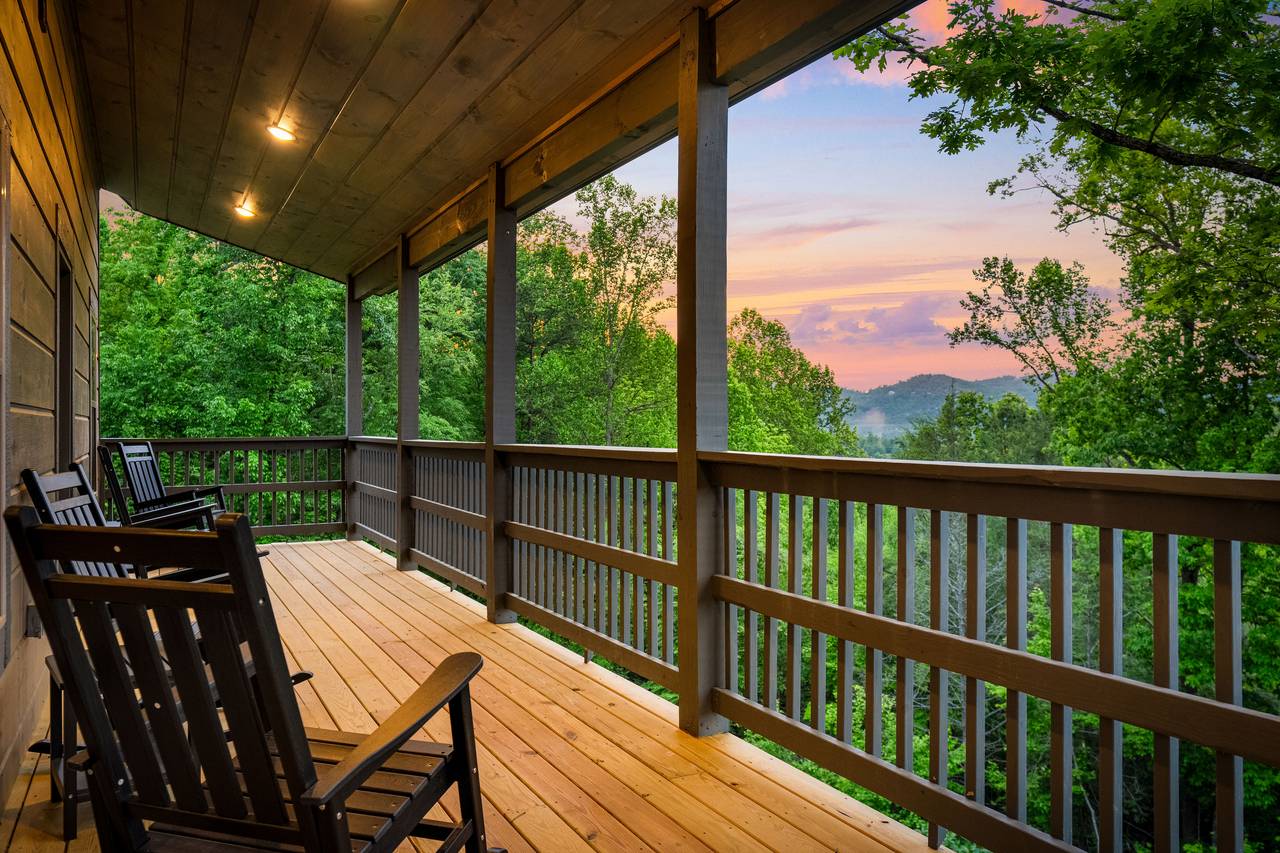 Covered Deck With Seating and Scenic Views Covered Deck With Seating and Scenic Views