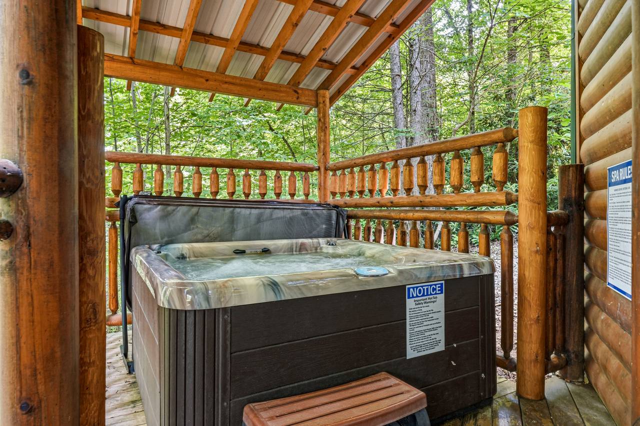 Sit back and relax in the covered hot tub! Sit back and relax in the covered hot tub!