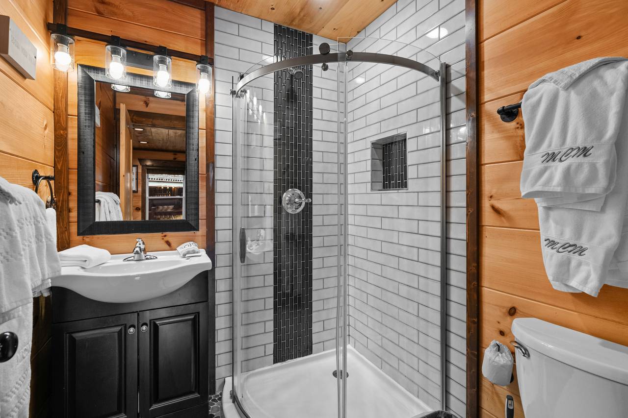 Lower level ensuite bathroom with standing shower Lower level ensuite bathroom with standing shower