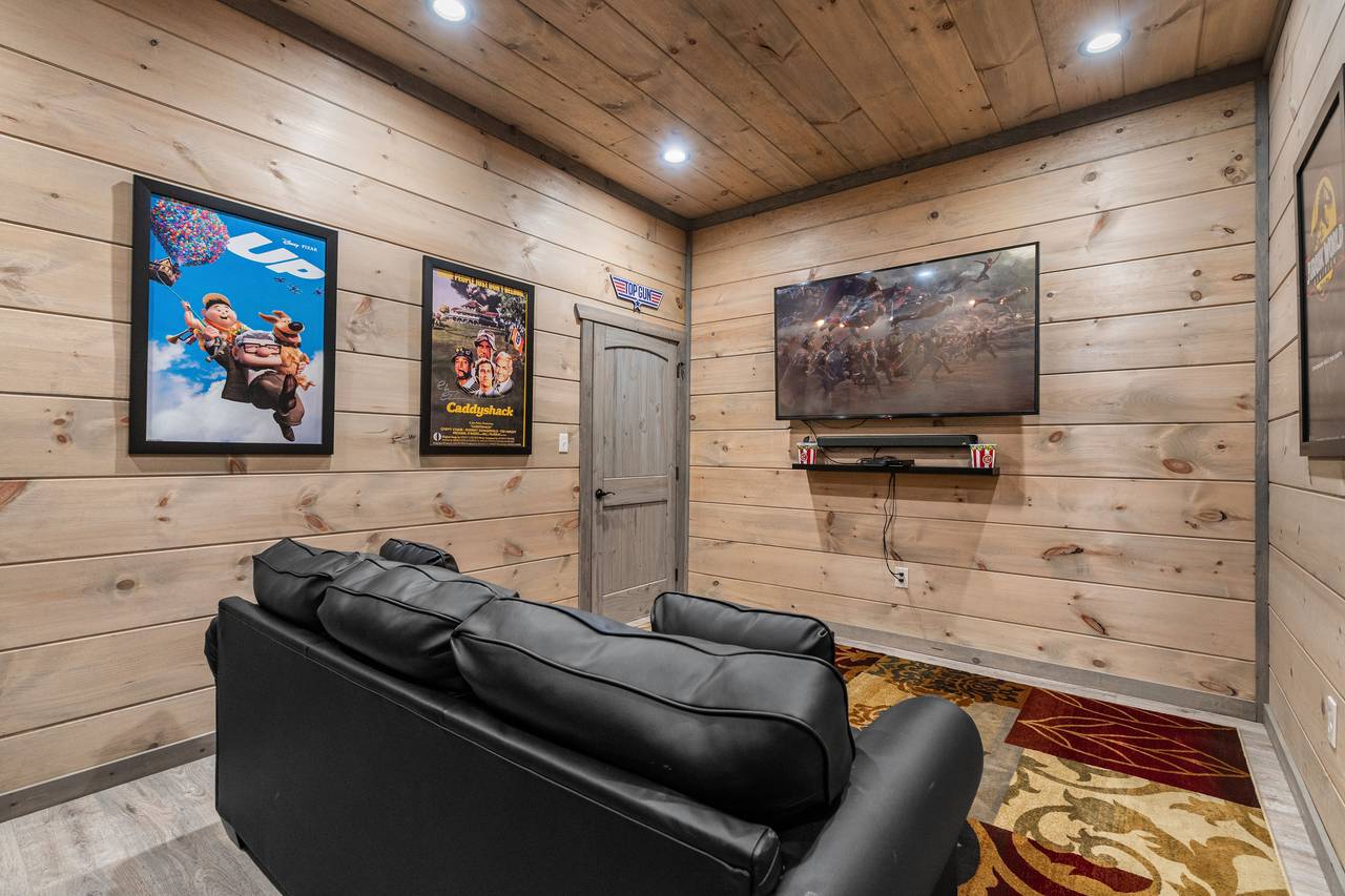 Catch a movie in the theater room with recliners & sofa seating! Catch a movie in the theater room with recliners & sofa seating!