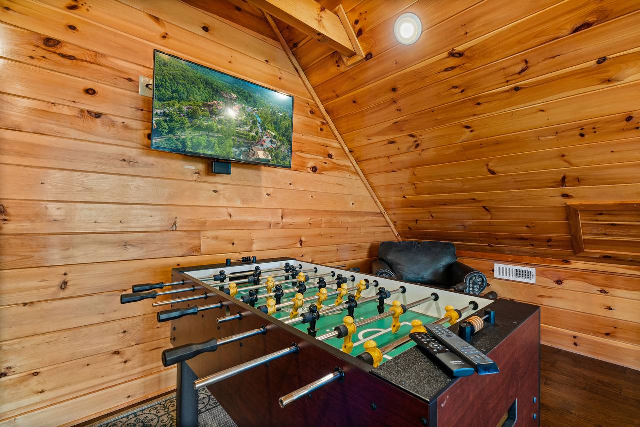 Game loft with foosball & 2 classic arcade games Game loft with foosball & 2 classic arcade games