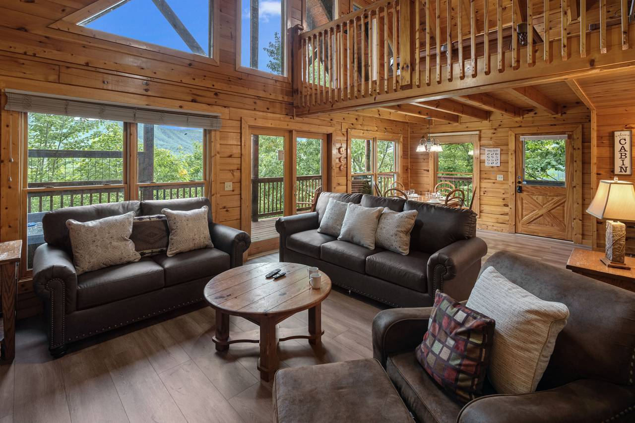 Spacious living room with fireplace & queen sleeper sofa, TV. Spacious living room with fireplace & queen sleeper sofa, TV.