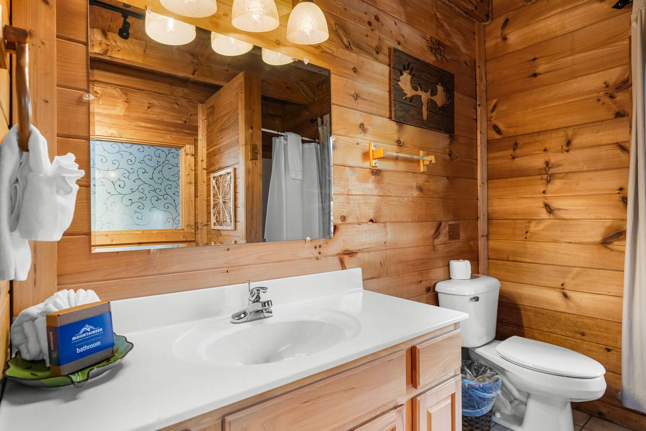 Upper ensuite full bath with jetted tub and standing shower Upper ensuite full bath with jetted tub and standing shower