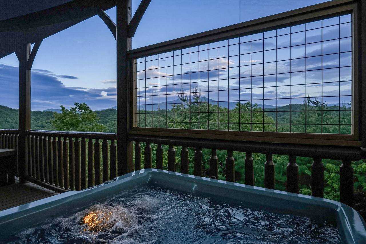 <span class="name">Private & covered hot tub with views of the Smoky Mountain!</span> <span class="name">Private & covered hot tub with views of the Smoky Mountain!</span>