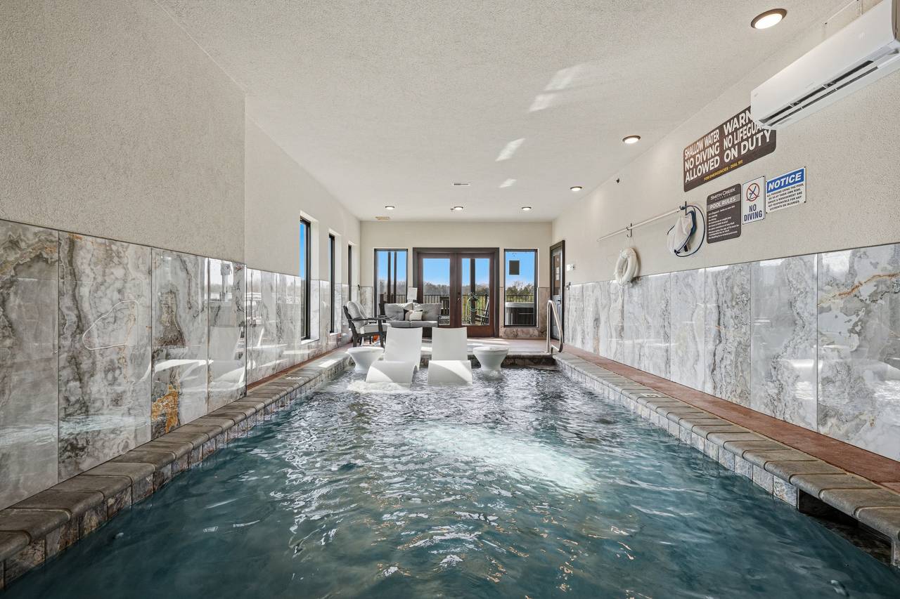 <span class="name">Private indoor heated pool for year-round swimming</span> <span class="name">Private indoor heated pool for year-round swimming</span>