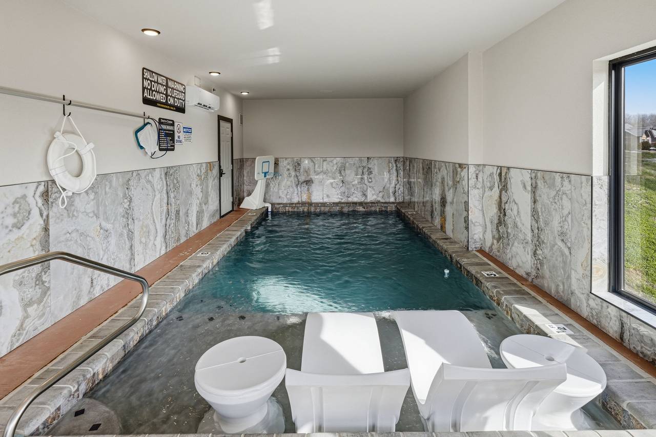 <span class="name">Private indoor heated pool for year-round swimming</span> <span class="name">Private indoor heated pool for year-round swimming</span>