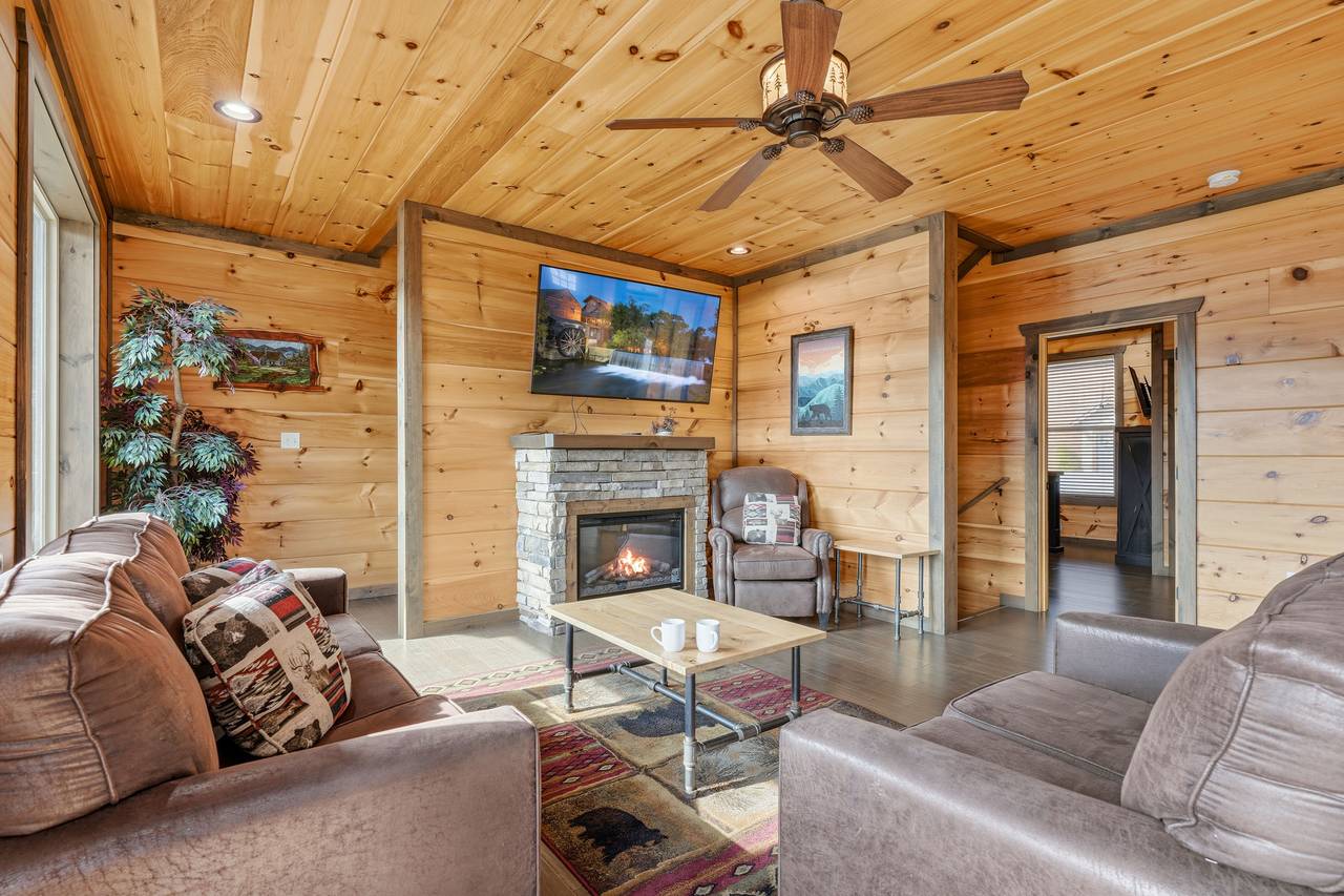 <span class="name">Spacious great room w/ electric fireplace, TV, & sleeper sofa</span> <span class="name">Spacious great room w/ electric fireplace, TV, & sleeper sofa</span>