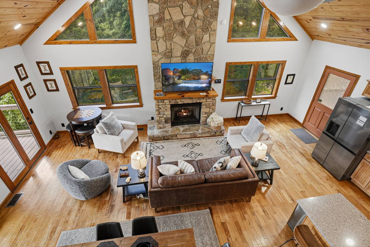 Cozy living room with fireplace and Smart TV Cozy living room with fireplace and Smart TV