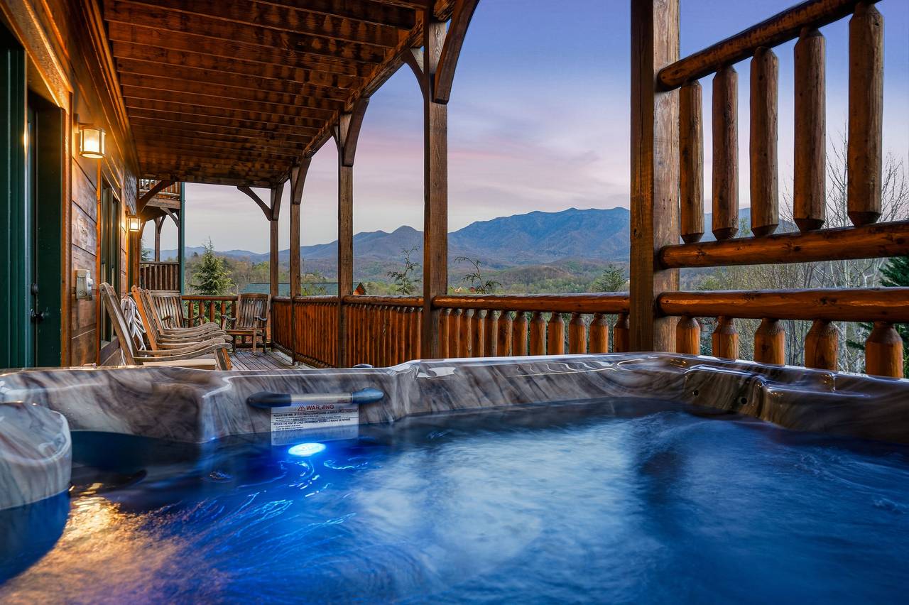Private hot tub overlooking Smoky Mountain views Private hot tub overlooking Smoky Mountain views