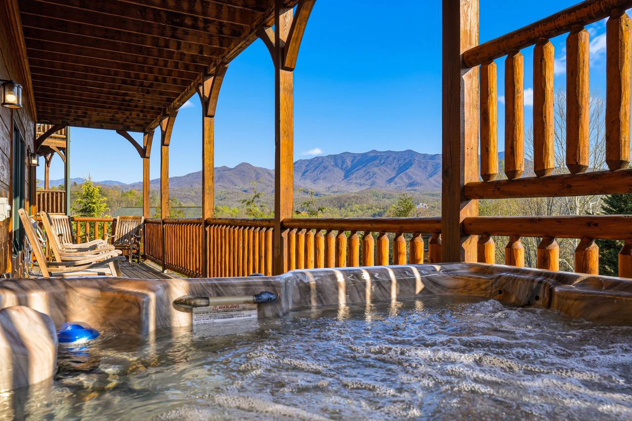 Private hot tub overlooking Smoky Mountain views Private hot tub overlooking Smoky Mountain views