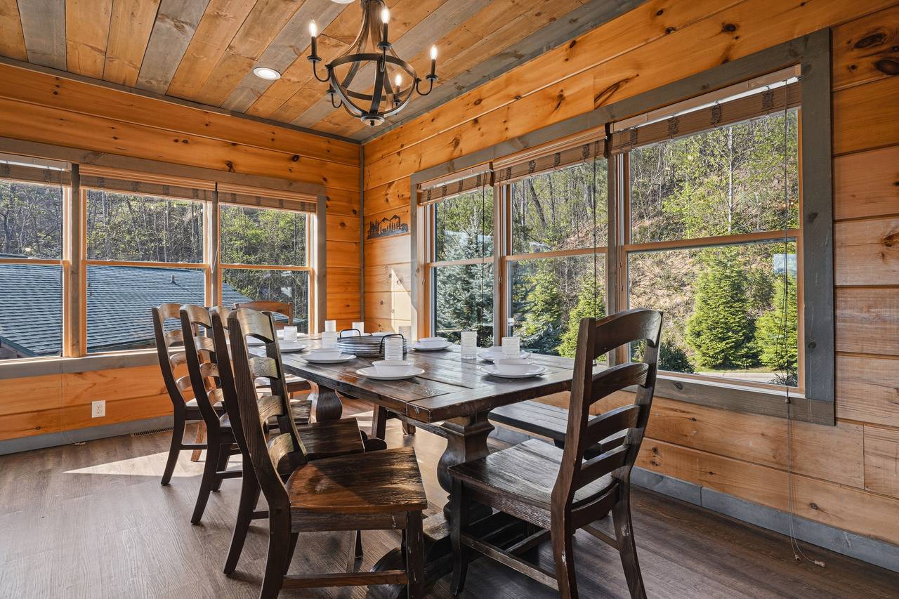 Large dining table perfect for group meals & games Large dining table perfect for group meals & games