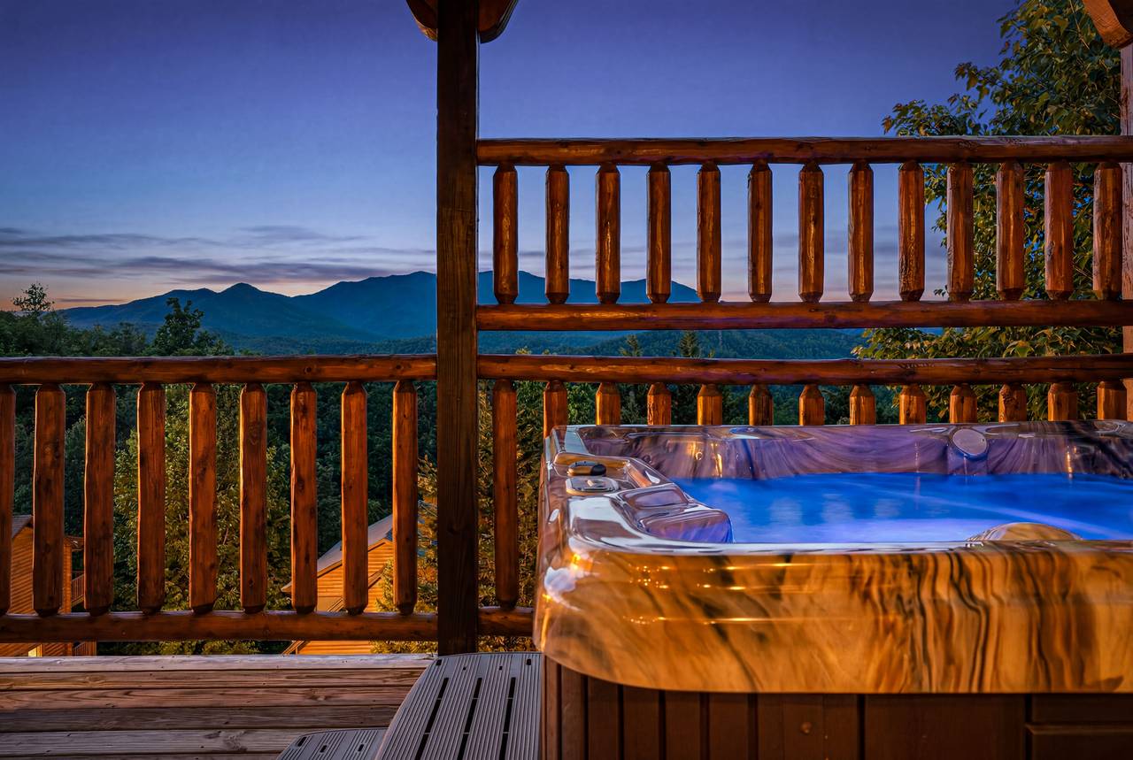 Outdoor Hot Tub With TV & Mountain Views Outdoor Hot Tub With TV & Mountain Views