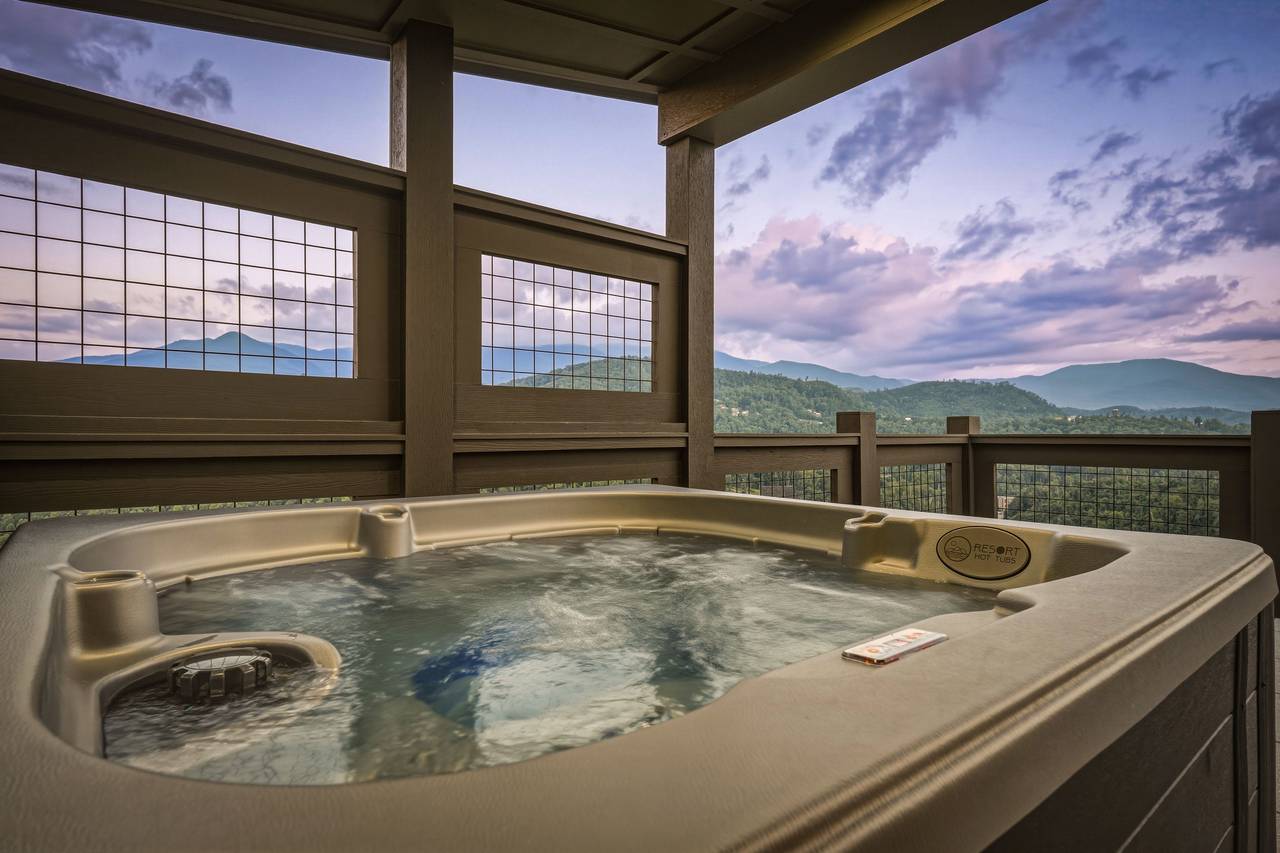 Relax in the rooftop hot tub under the Smoky Mountain sky Relax in the rooftop hot tub under the Smoky Mountain sky