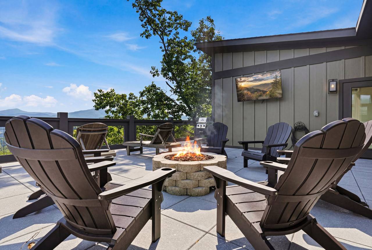 Gather around the rooftop gas fire pit with mountain views Gather around the rooftop gas fire pit with mountain views
