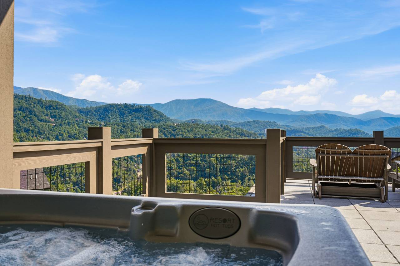 Relax in the rooftop hot tub under the Smoky Mountain sky Relax in the rooftop hot tub under the Smoky Mountain sky