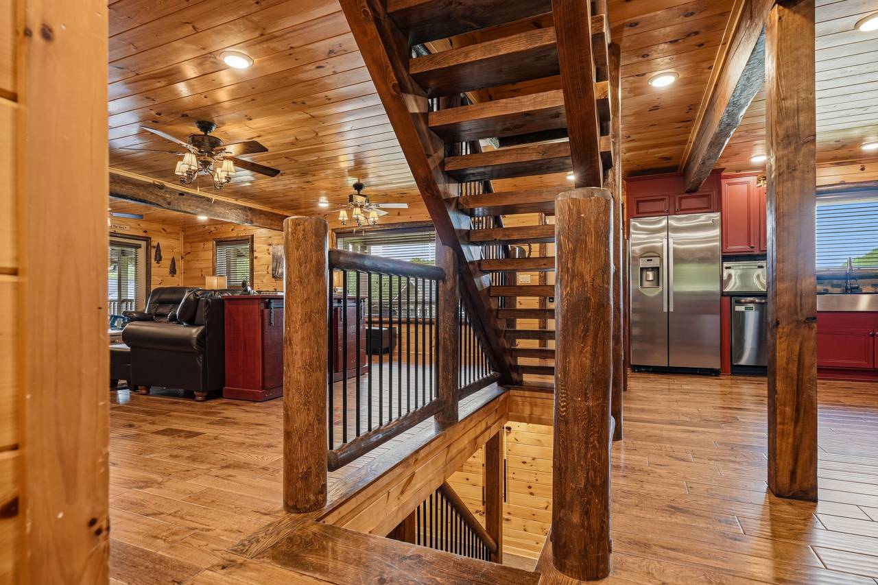 Staircase to upper and lower levels Staircase to upper and lower levels