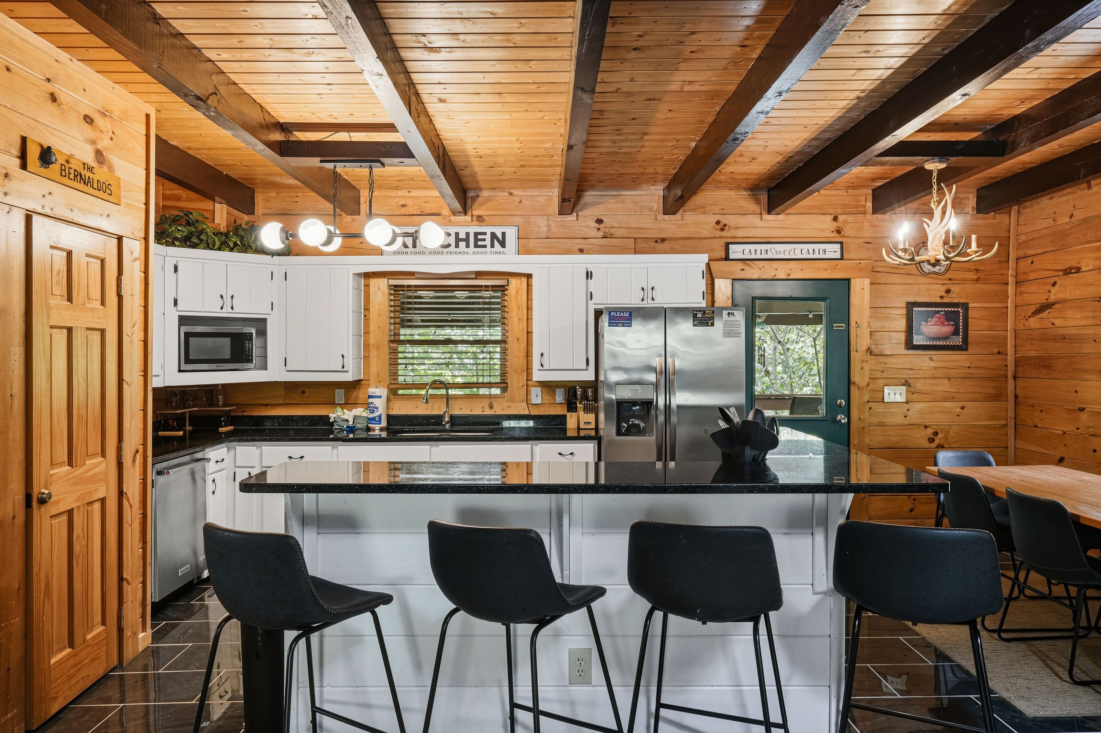 Breakfast bar offers seating for 4