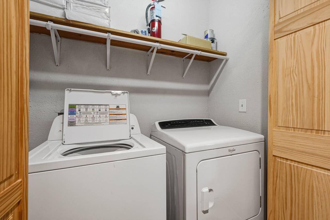 Side-by-side washer and dryer for guest convenience Side-by-side washer and dryer for guest convenience