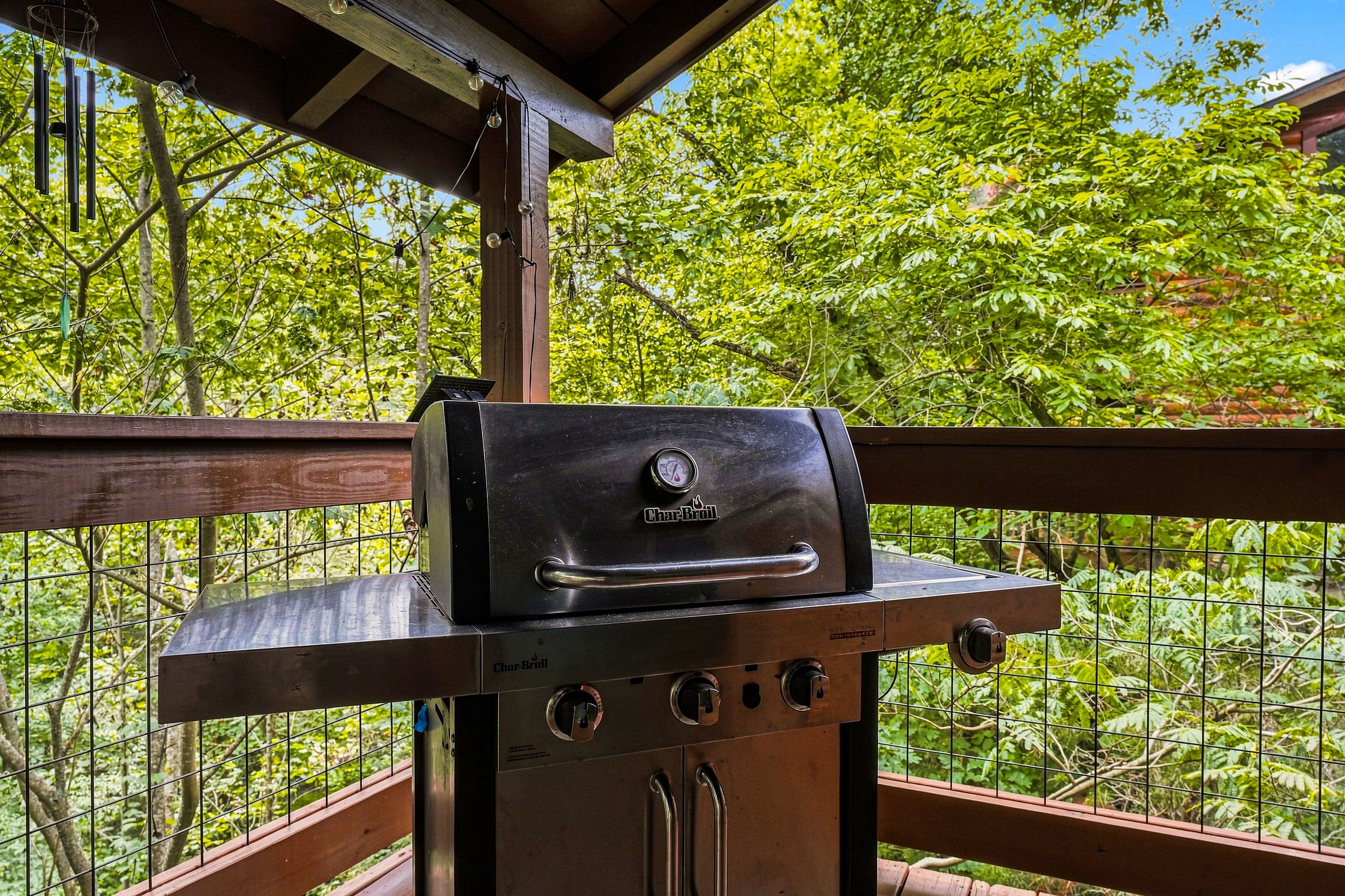 Natural gas grill connected directly to the gas line