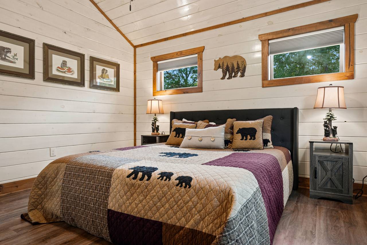 <span class="name">Upper-level king bedroom for restful nights</span> <span class="name">Upper-level king bedroom for restful nights</span>