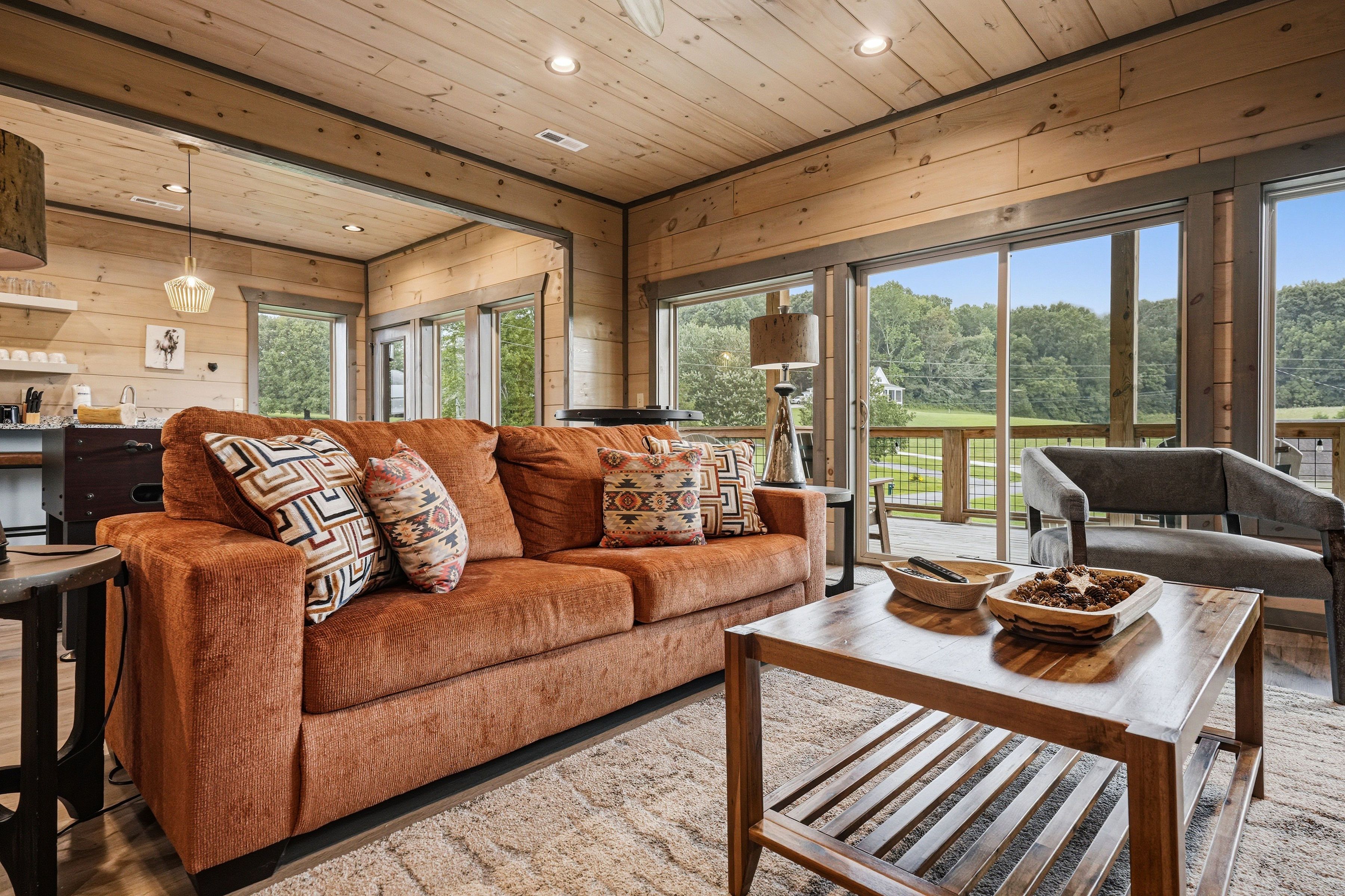 <span class="name">Queen sleeper sofa adds extra sleeping space downstairs</span>
