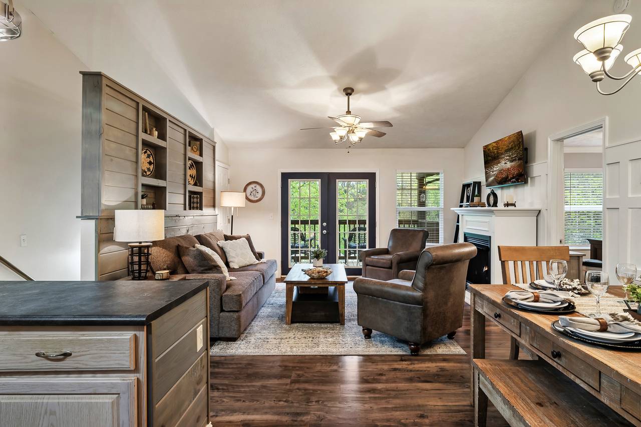 Living room flows seamlessly into dining area Living room flows seamlessly into dining area