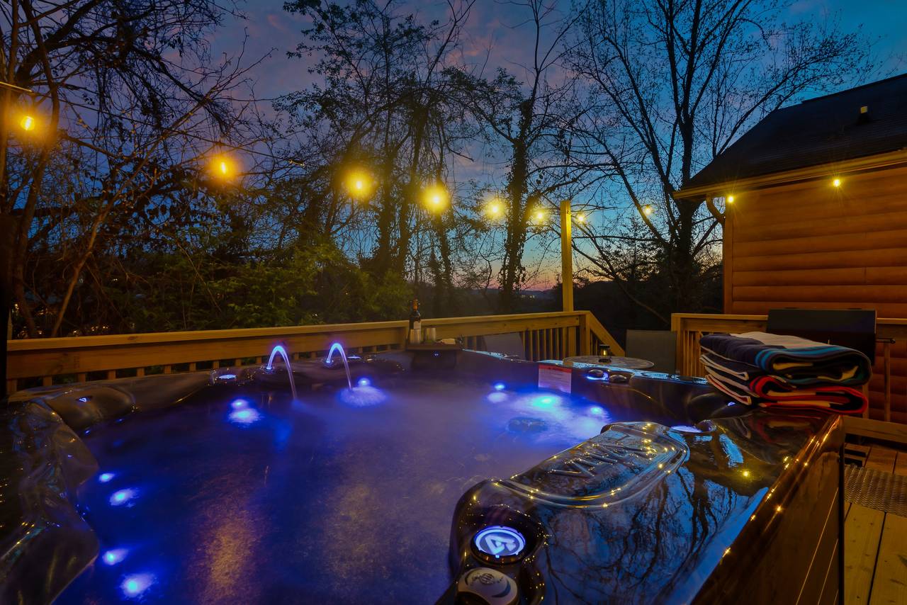 Unwind in the hot tub after exploring the Smokies Unwind in the hot tub after exploring the Smokies