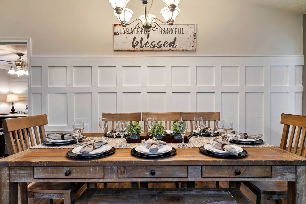 Dining table perfect for meals and game nights Dining table perfect for meals and game nights