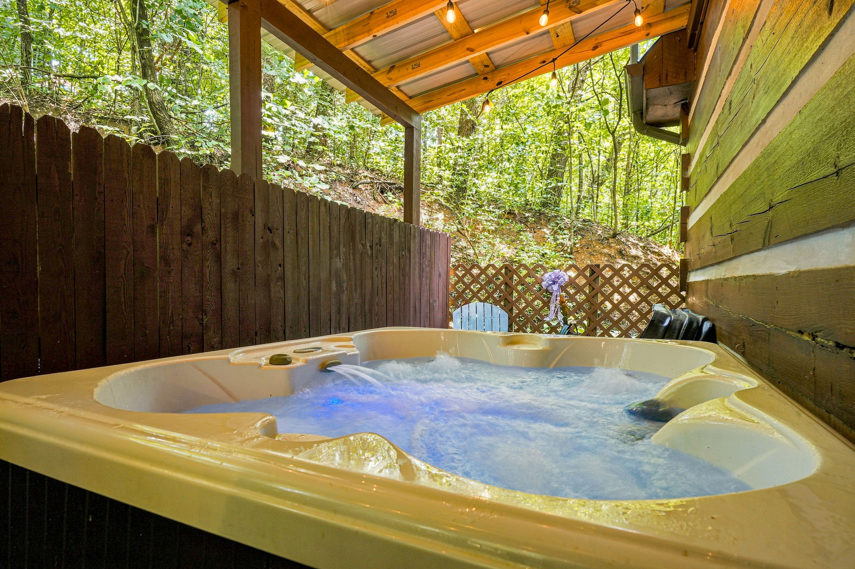 <span class="name">Private hot tub for relaxing after mountain adventures</span>