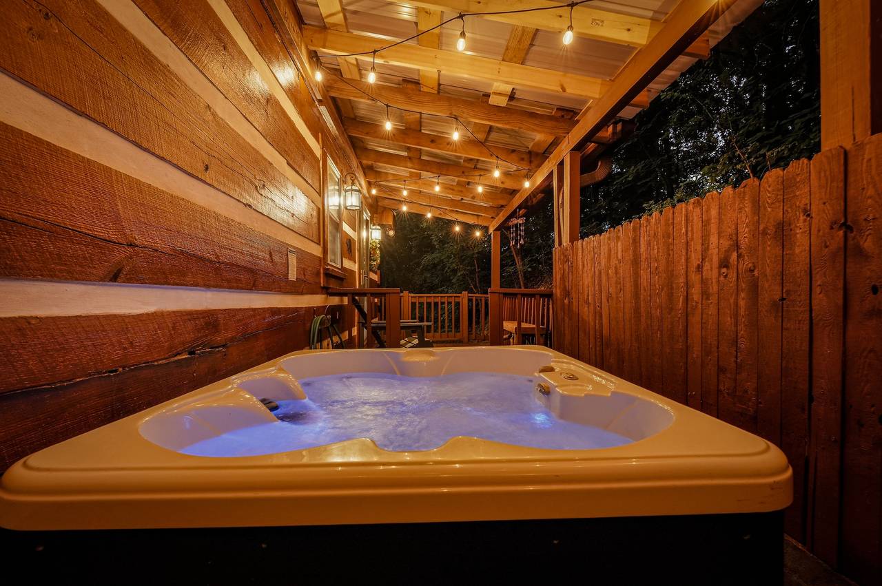 <span class="name">Private hot tub for relaxing after mountain adventures</span> <span class="name">Private hot tub for relaxing after mountain adventures</span>