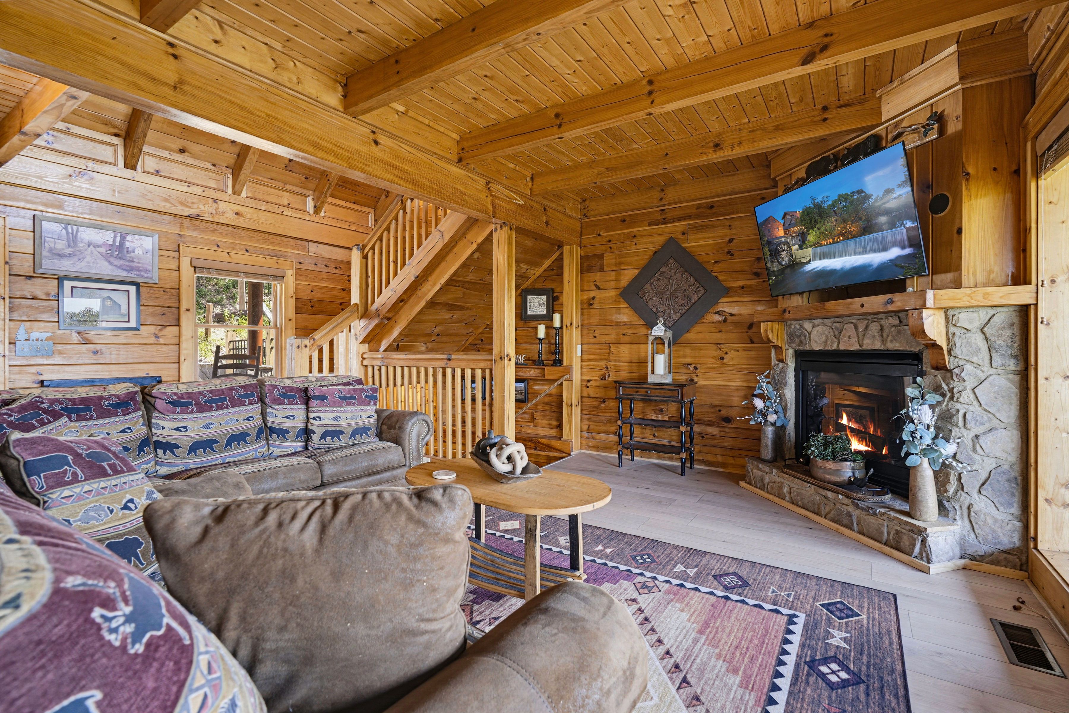 <span class="name">Cozy gas fireplace creates a warm place to relax</span>