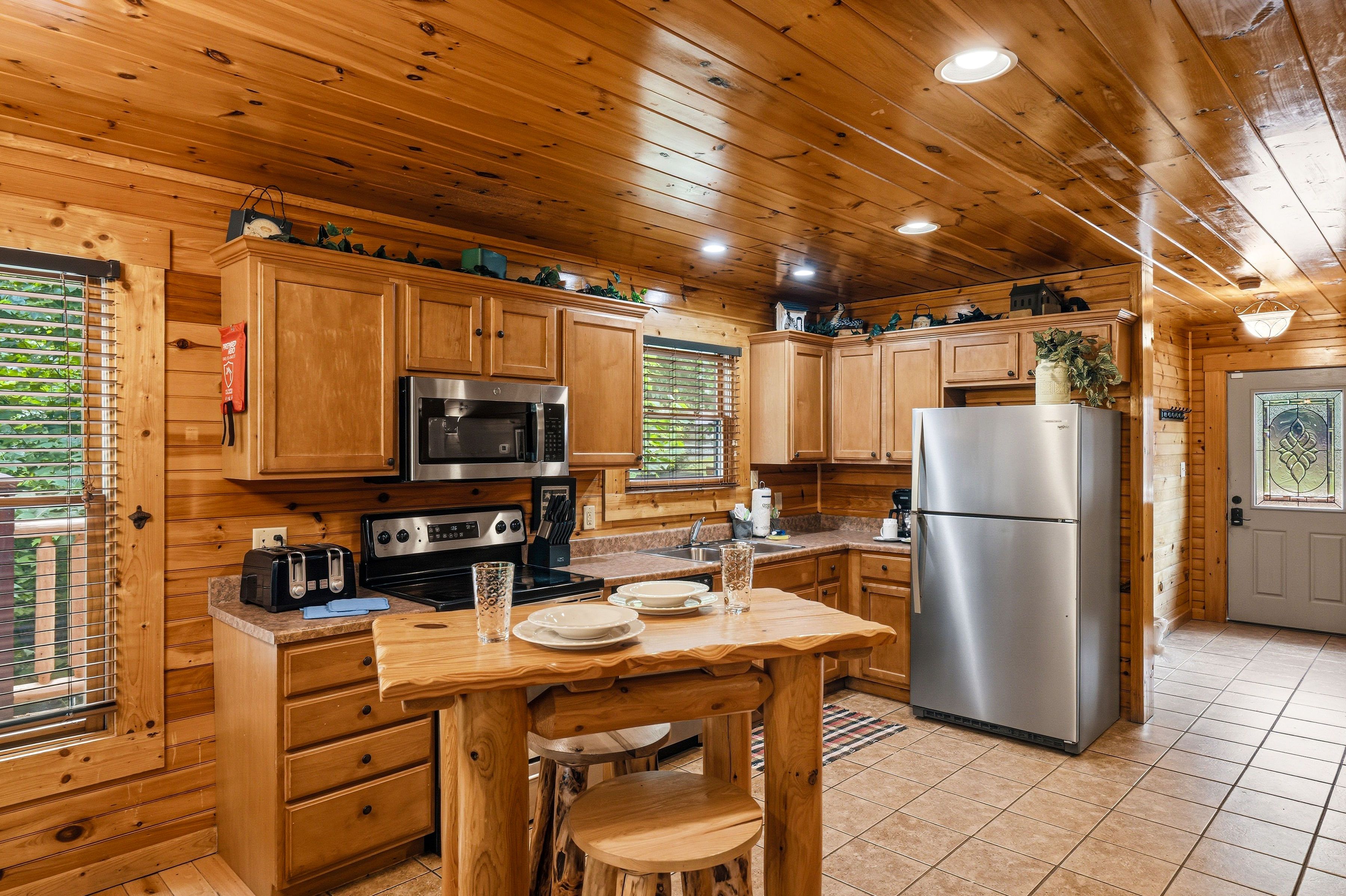 Open kitchen and dining space for group meals