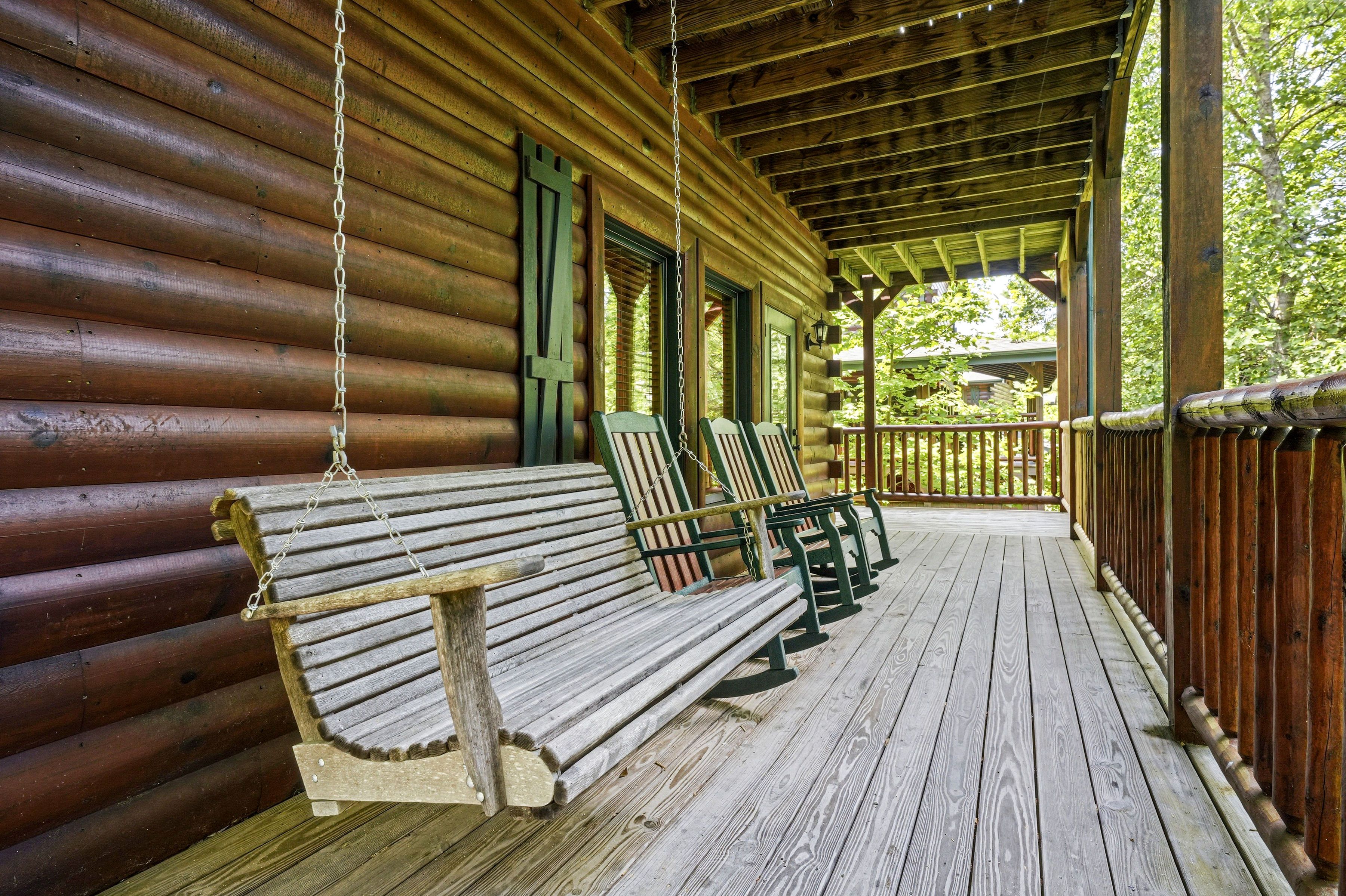 Porch swing for peaceful moments at the cabin