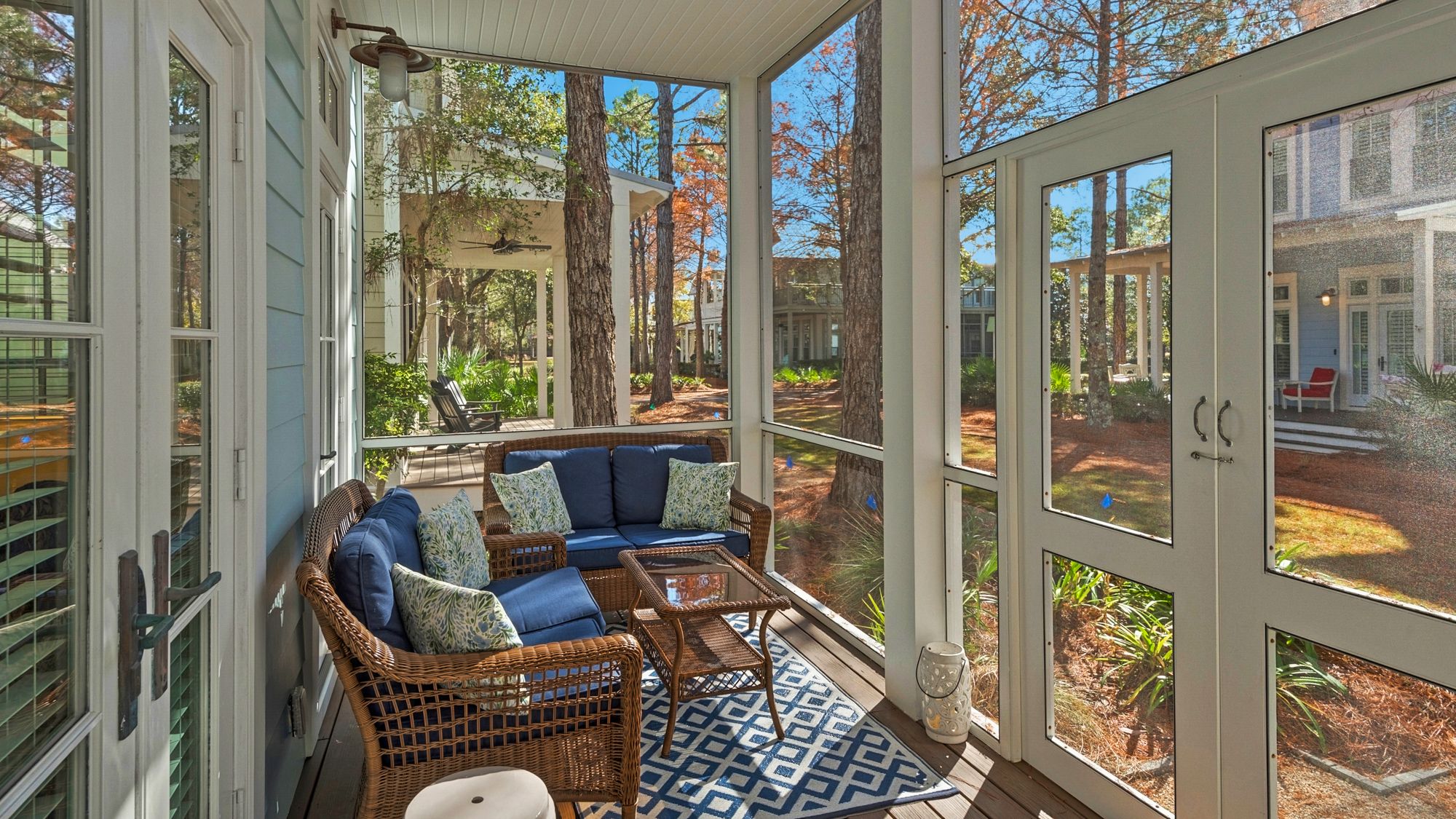 A Whales Tail Covered Patio With Seating Area