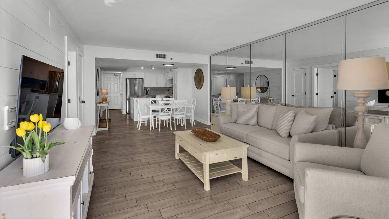 BeachCrest 204: Gulf Front Living/Dinning room with private bal BeachCrest 204: Gulf Front Living/Dinning room with private bal