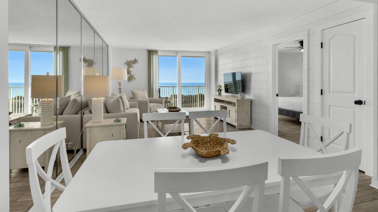BeachCrest 204: Gulf Front Living/Dinning room with private balc BeachCrest 204: Gulf Front Living/Dinning room with private balc