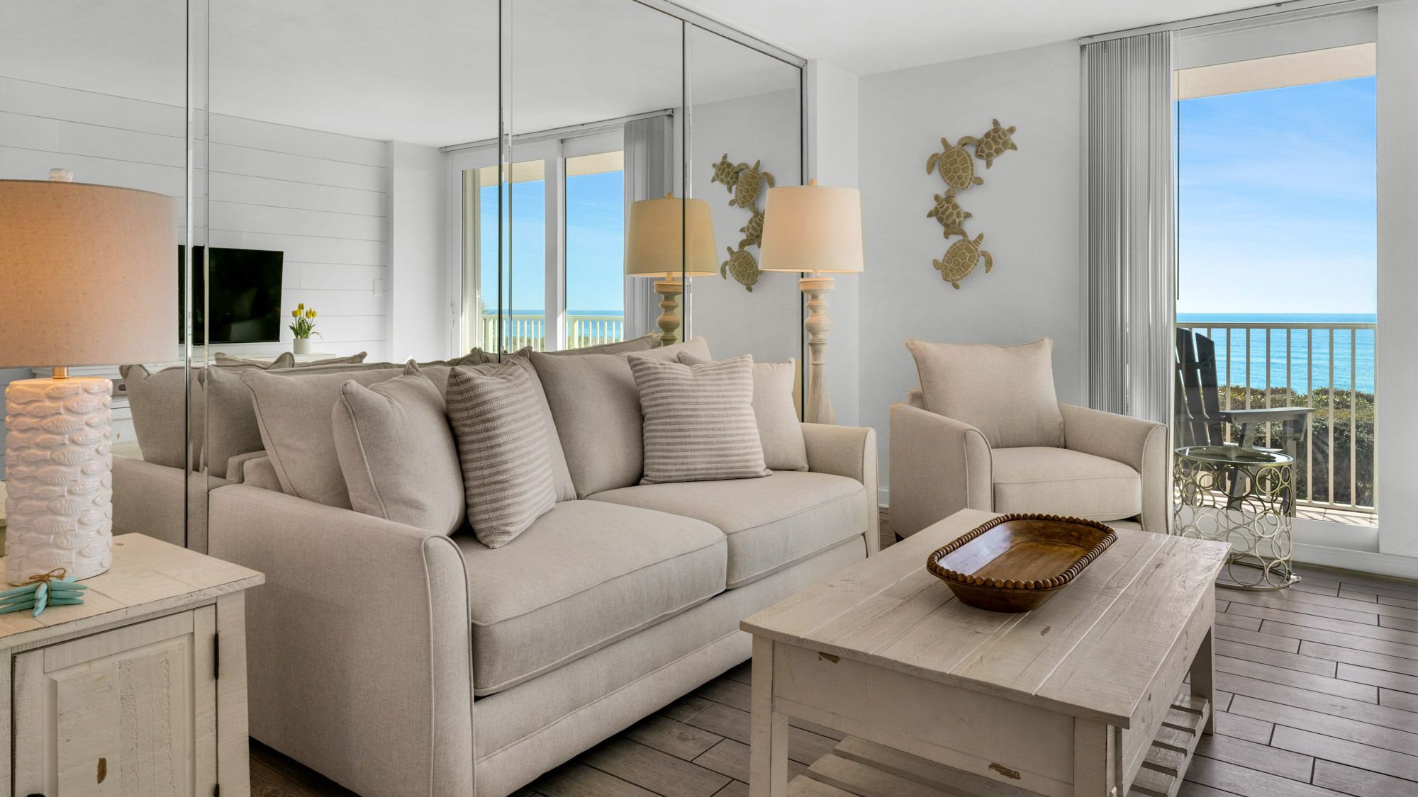 BeachCrest 204: Gulf Front Living room with private balcony and 