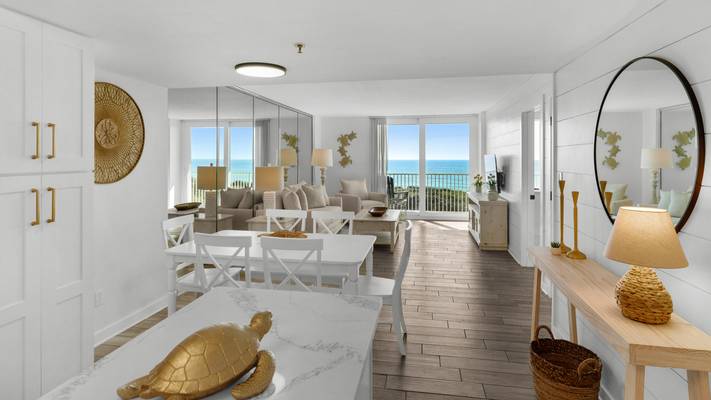 BeachCrest 204: Gulf Front Living/Dinning room with private balc BeachCrest 204: Gulf Front Living/Dinning room with private balc