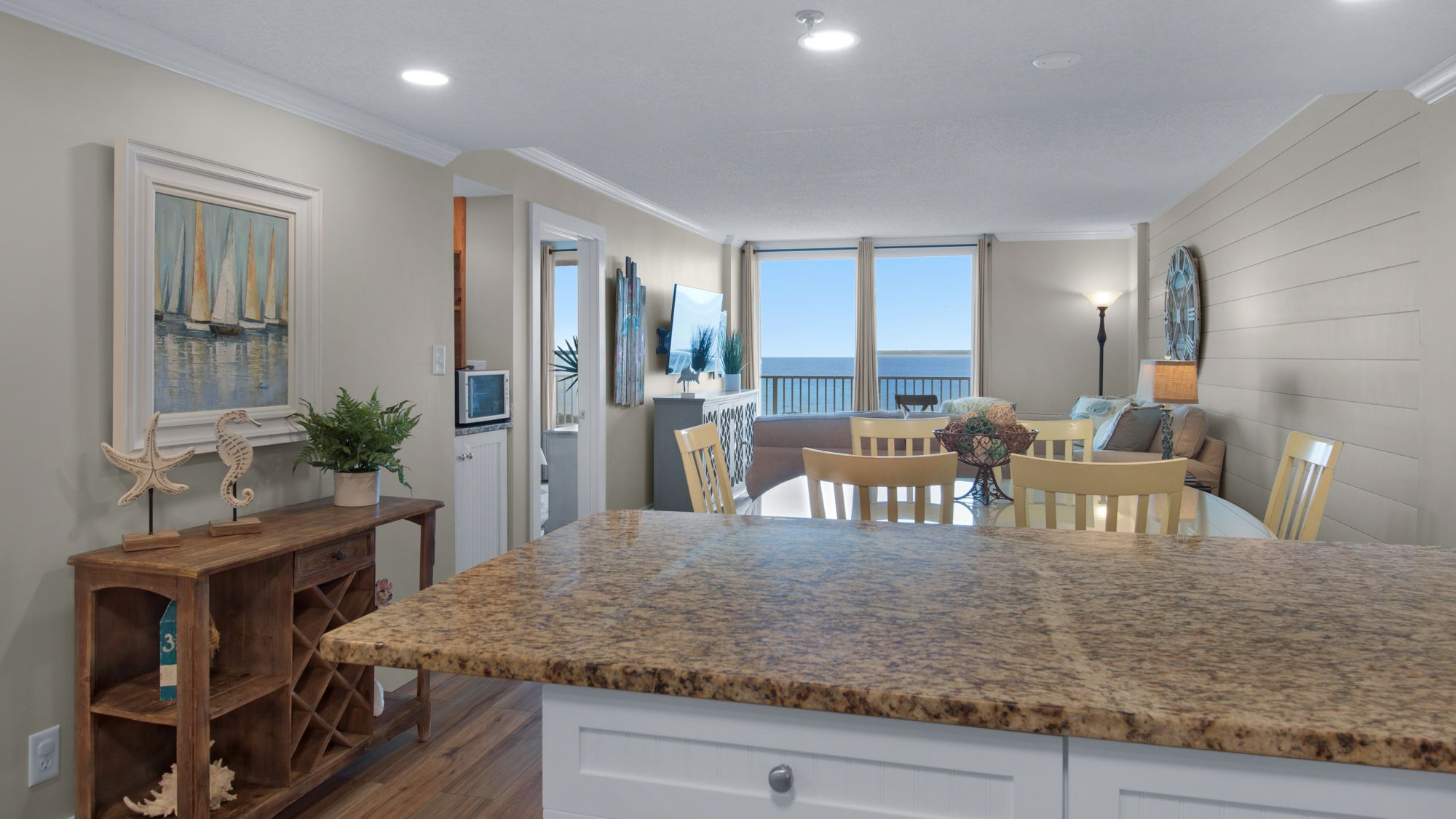 BeachCrest 205 Kitchen, Dining Table and Living Area